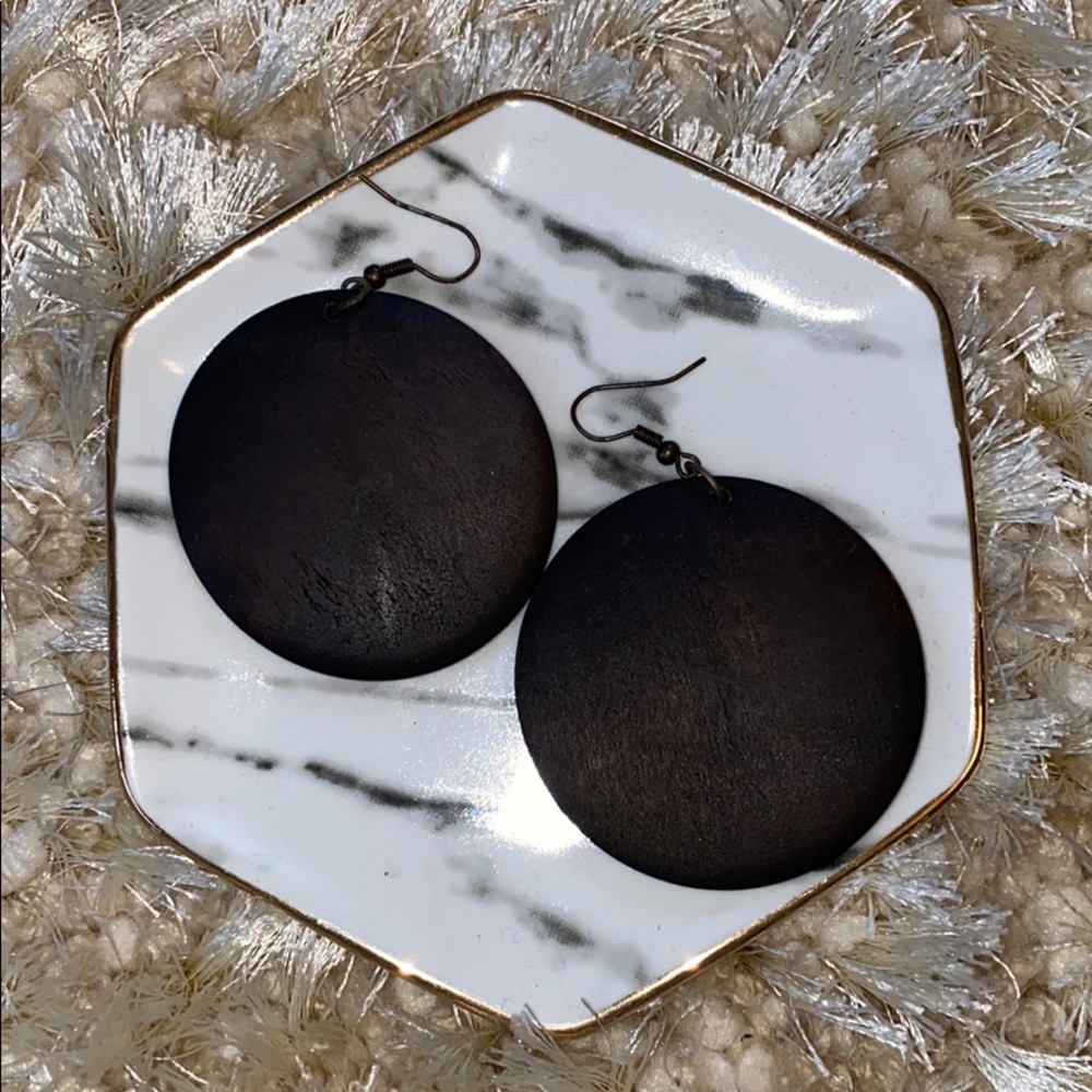 Large Wooden Circle Dangle Earrings